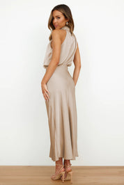 Isla Crompton | Satin Halter Midi Dress For Women