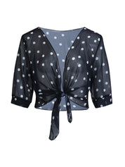 Beatrice Langley | Polka Dot Tie-Front Blouse For Women