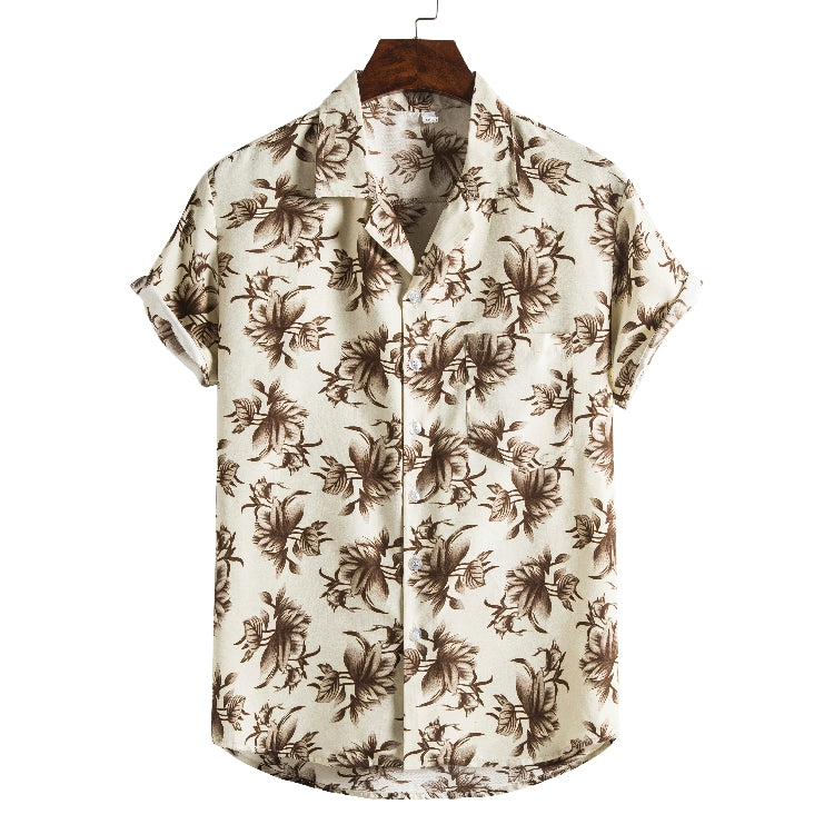 Nathan Harris | Tropical Print Short Sleeve Beach Shirt For Men