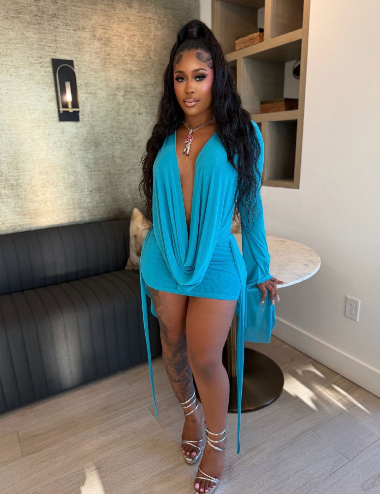 Georgina Jones | Deep V-Neck Backless Mini Dress For Women