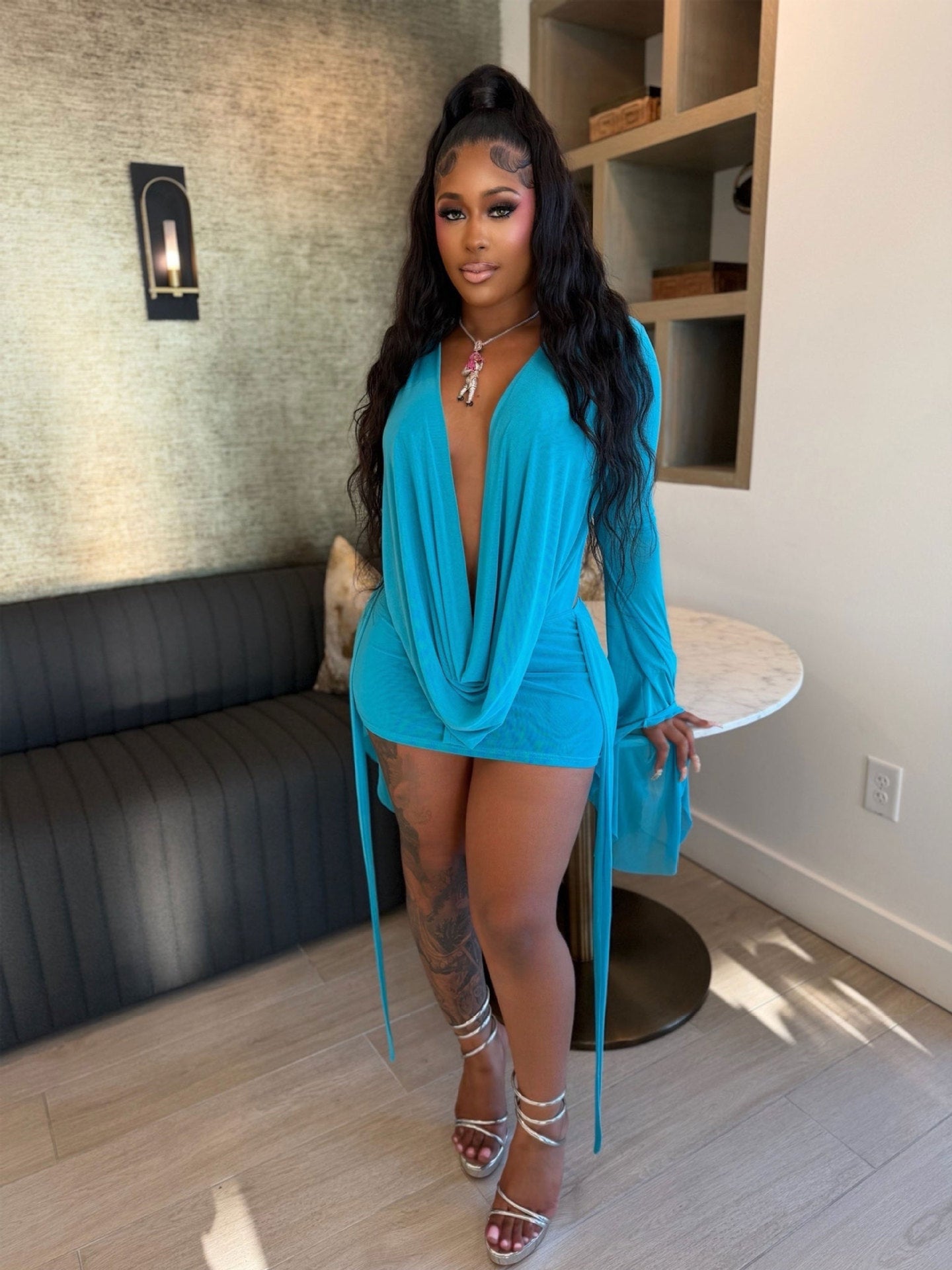 Georgina Jones | Deep V-Neck Backless Mini Dress For Women