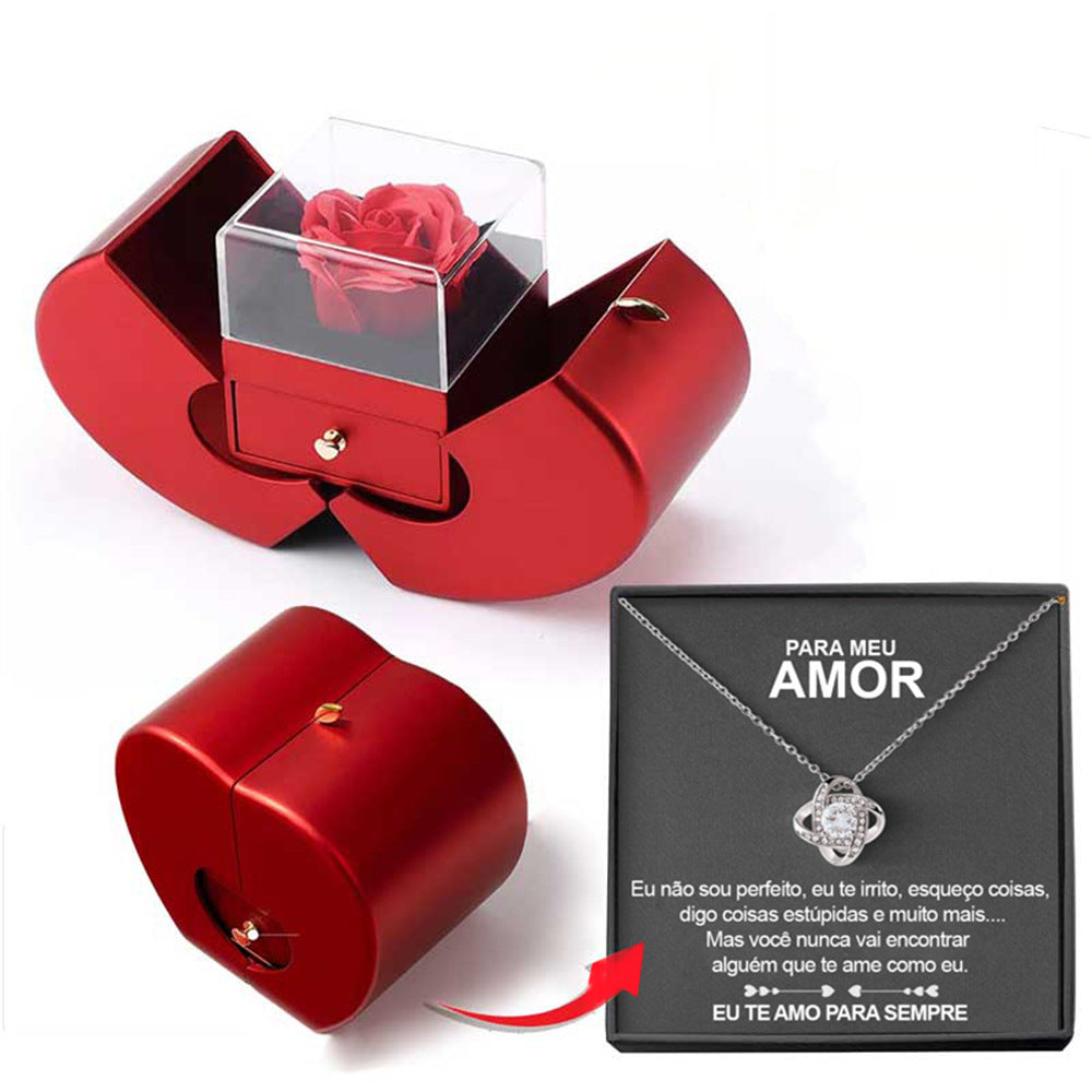 Matilda Cross | Preserved Rose Jewellery Box With Necklace For Women