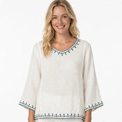 Phoebe Calderwood | Embroidered V-Neck Blouse For Women