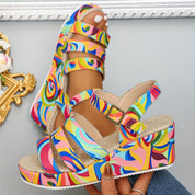 Piper Ashworth | Multicolour Platform Wedge Sandals For Women