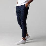 Lorcan Merefield | Navy Slim Fit Stretch Ankle Trousers For Men