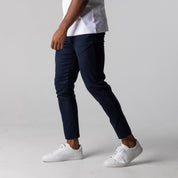 Lorcan Merefield | Navy Slim Fit Stretch Ankle Trousers For Men