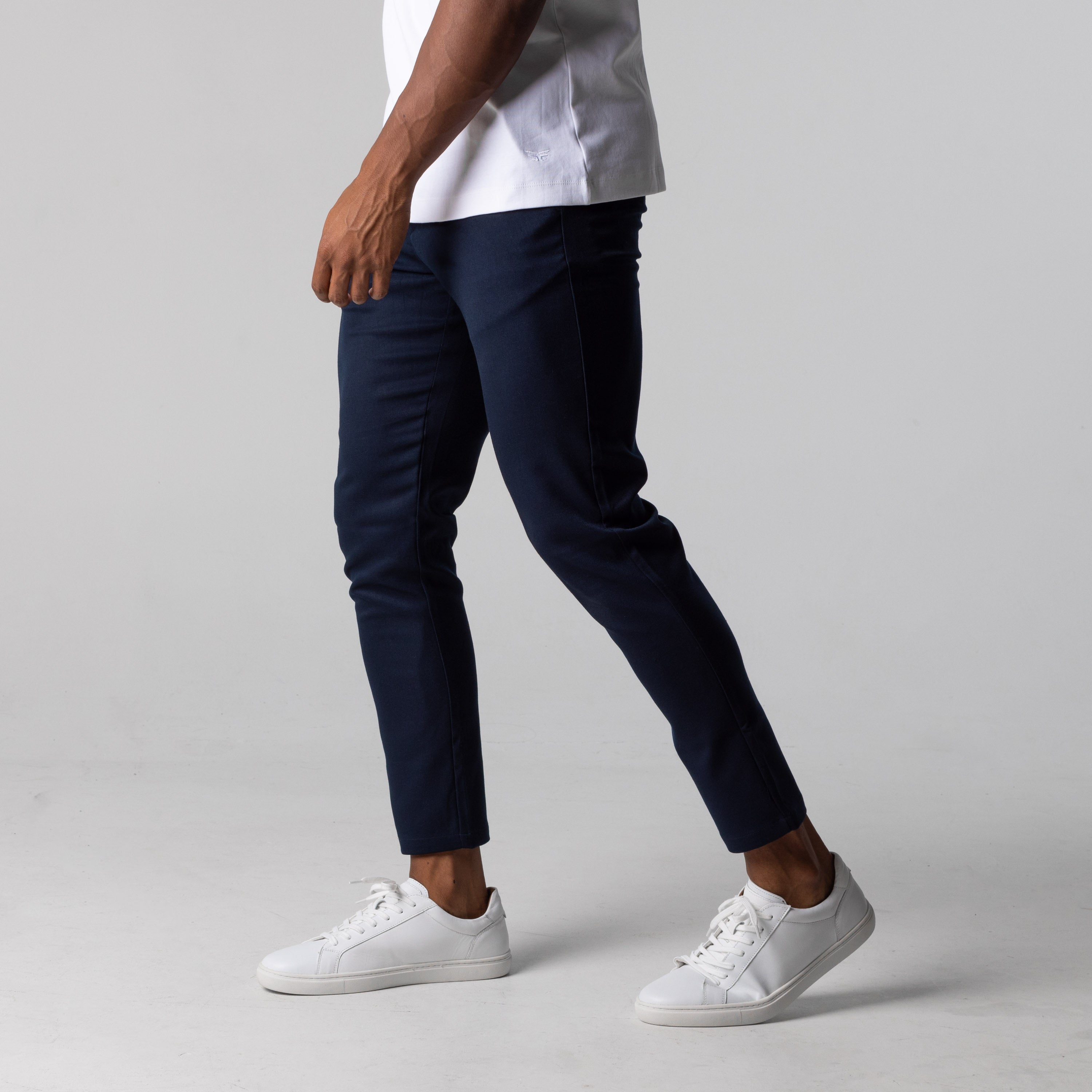 Lorcan Merefield | Navy Slim Fit Stretch Ankle Trousers For Men