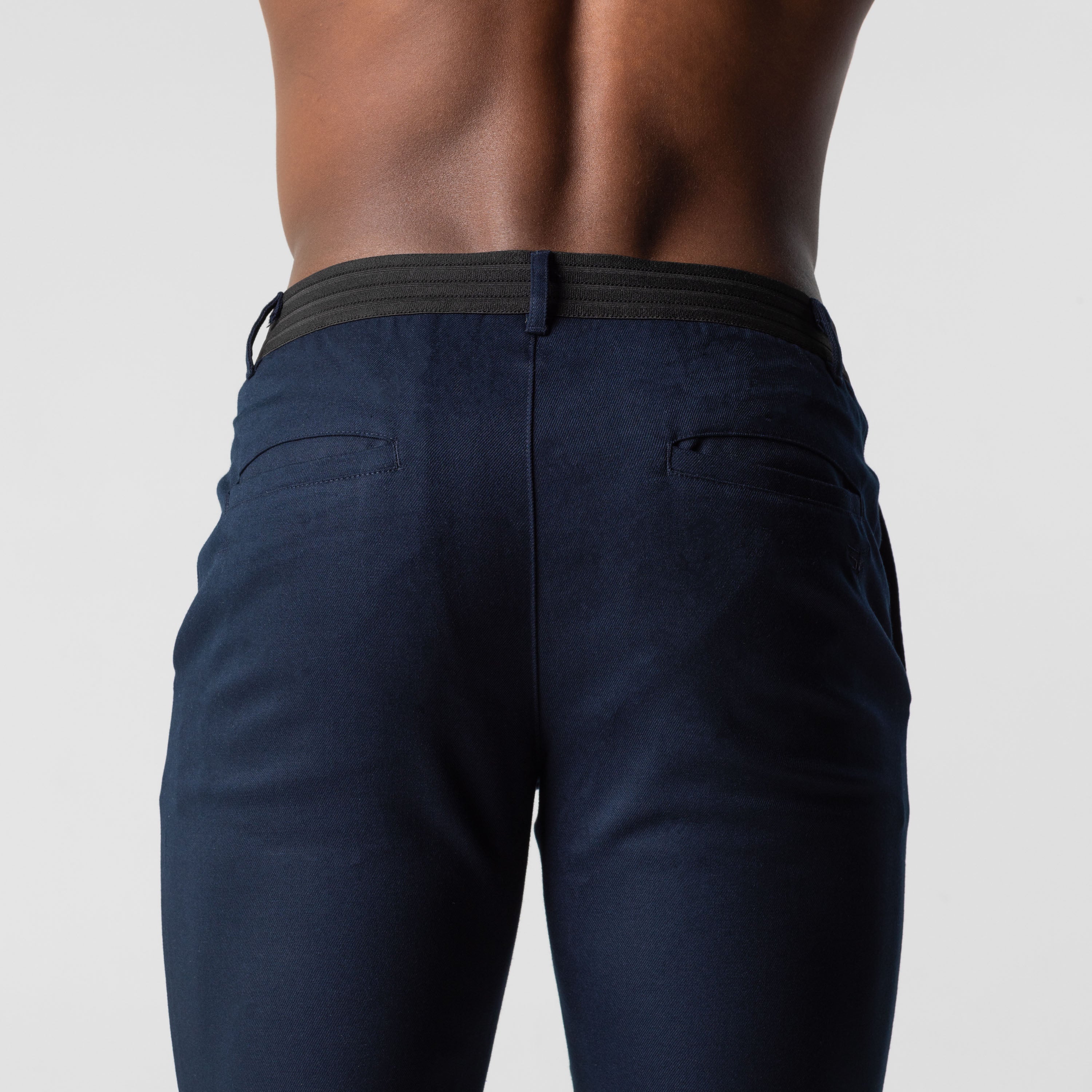 Lorcan Merefield | Navy Slim Fit Stretch Ankle Trousers For Men