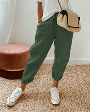 Matteo Ricci | Relaxed Linen Drawstring Trousers with Tapered Fit For Women