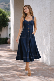 Charlotte Sinclair | Denim Midi Dress For Women