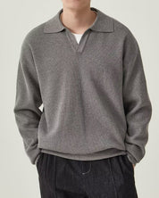 Lorenzo Virelli | Textured Knit Polo Sweater with Refined Minimalism For Men