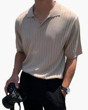 Luca Bianchi | Ribbed Knit Polo with Sculpted Fit For Men