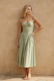 Clara Bellini | Sage Green Midi Dress For Women