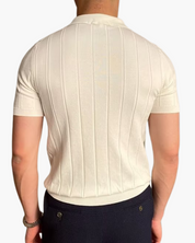 Marco De Santis | Ribbed Knit Polo Shirt with Tailored Fit Elegance For Men