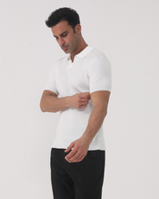Luca Bianchi | Ribbed Knit Polo with Sculpted Fit For Men