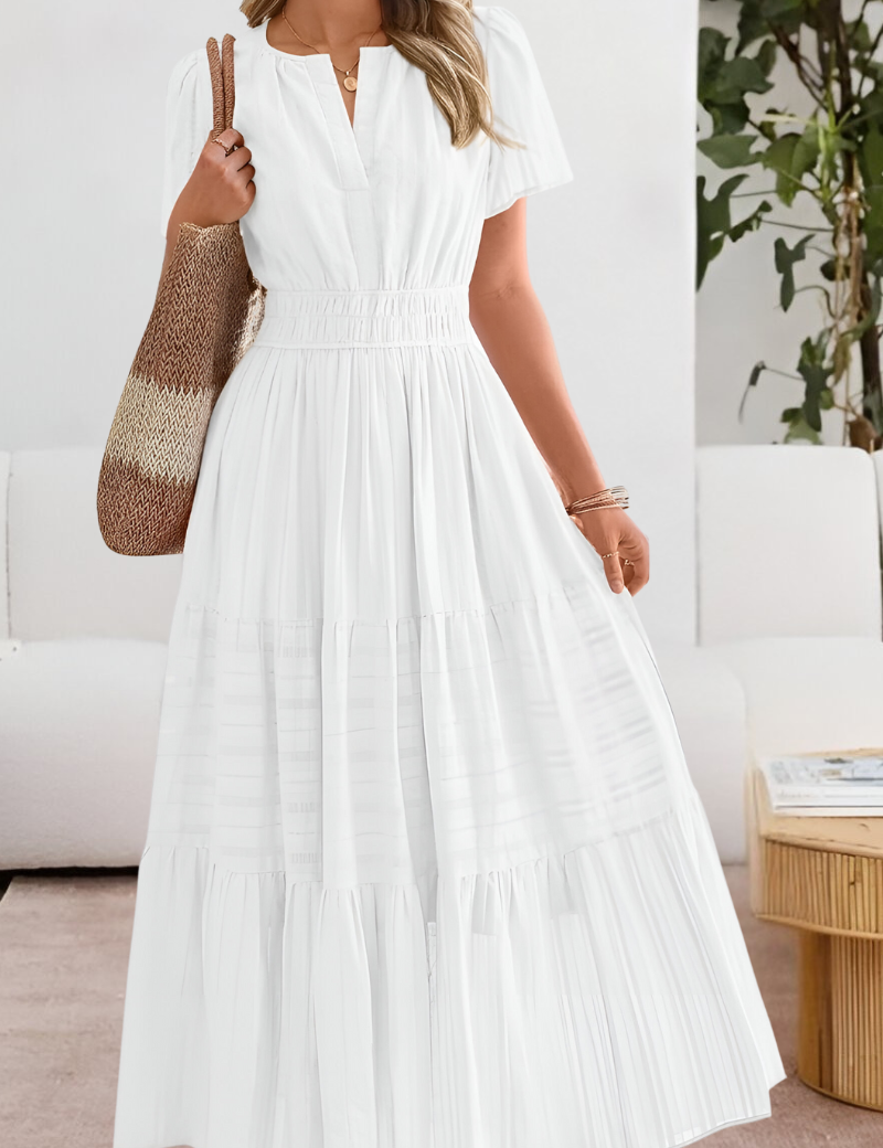Chloe Evans | Tiered Flutter-Sleeve Maxi Dress For Women