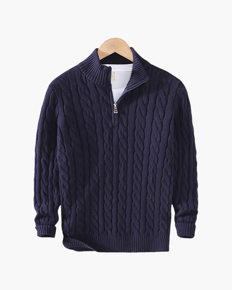 Francesco Bellandi | Cable Knit Half-Zip Sweater with Classic Texture For Men