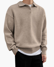 Enzo Laurent | Relaxed Knit Polo Sweater with Soft Minimal Elegance For Men