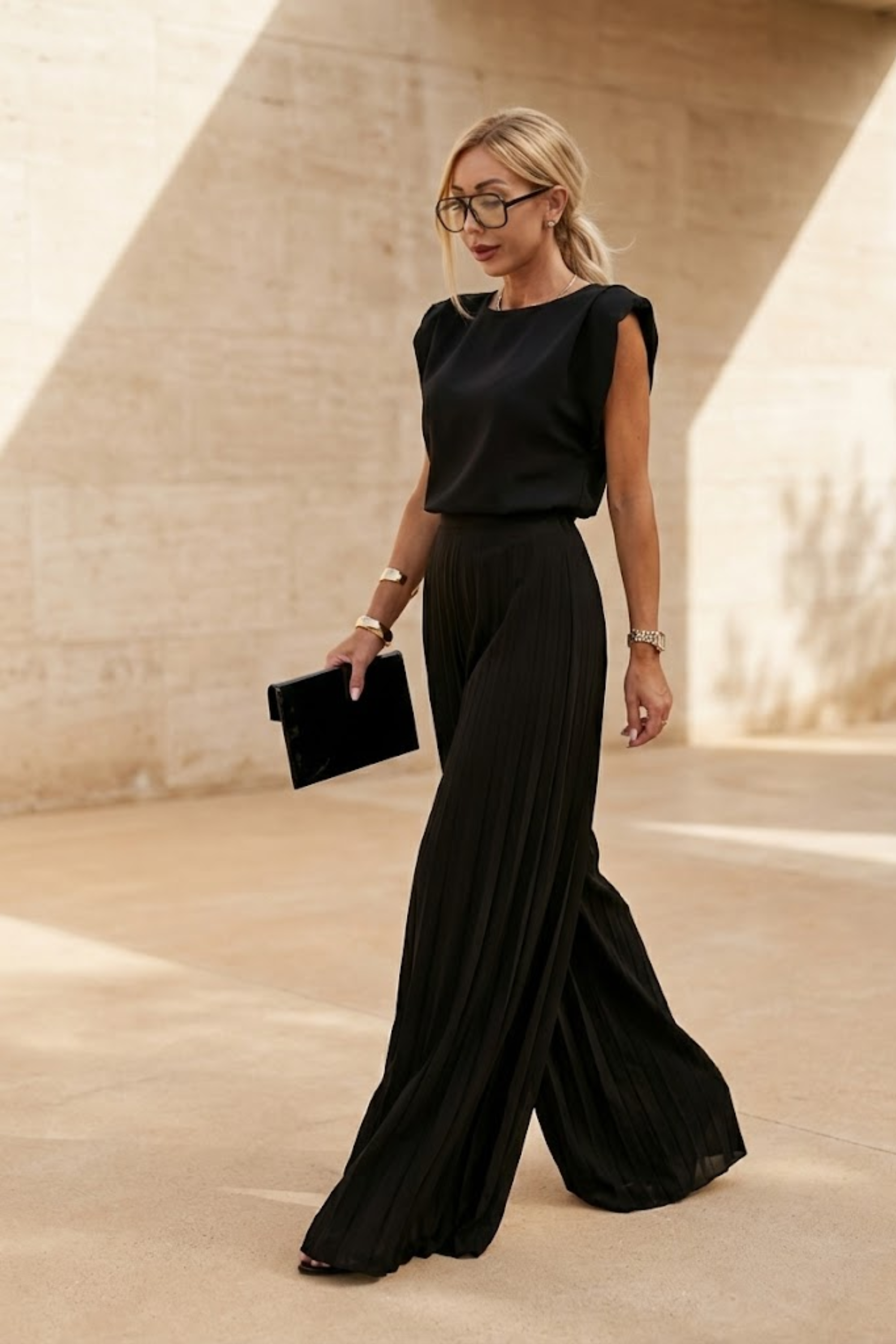 Celeste Whitmore | Pleated Wide-Leg Two-Piece Set For Women