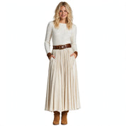 Eloise Fairweather | Velvet Pleated Skirt With Lace-Up Belt For Women