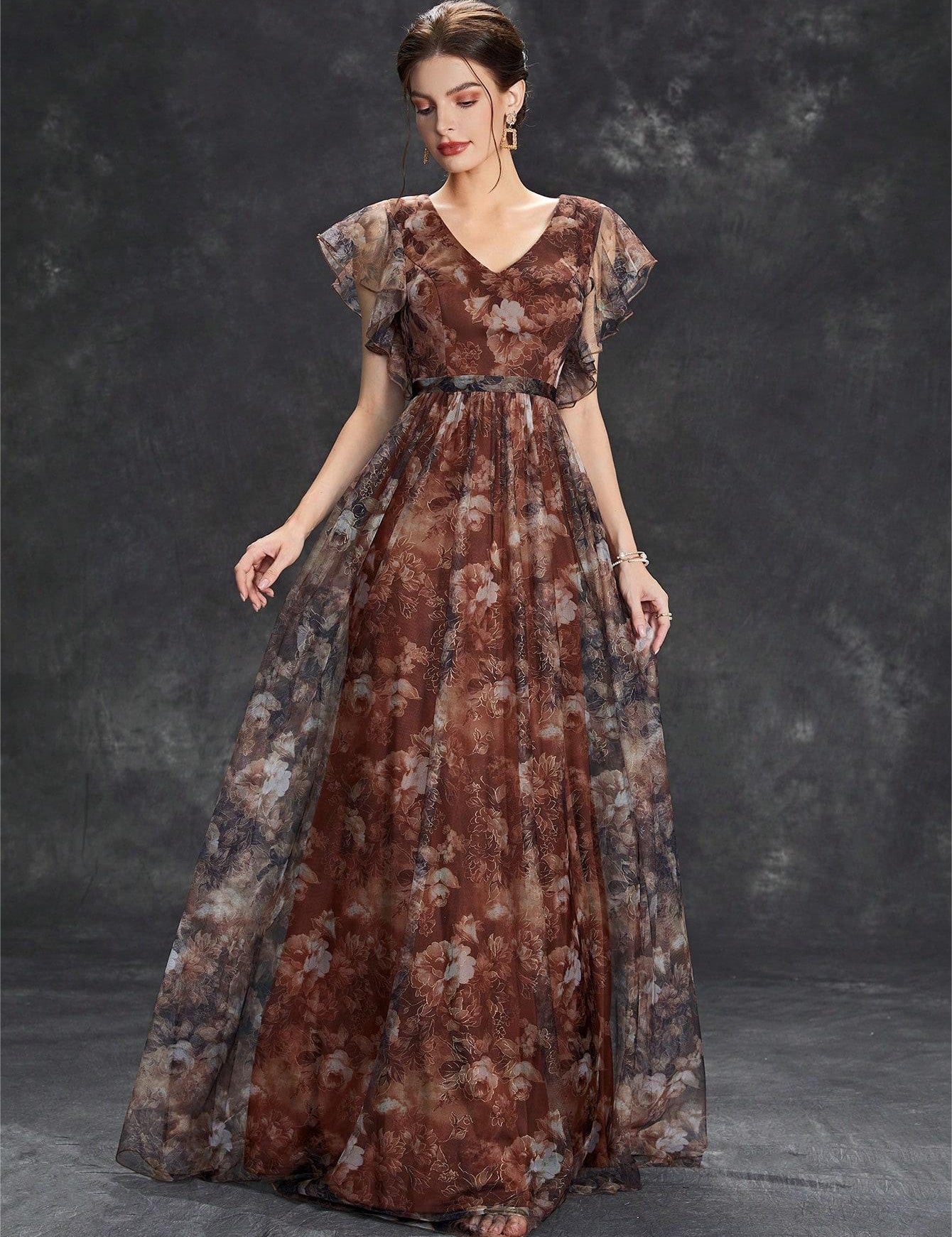 Isabella Reeves | Floral Graduation Dress With Tulle Overlay For Women