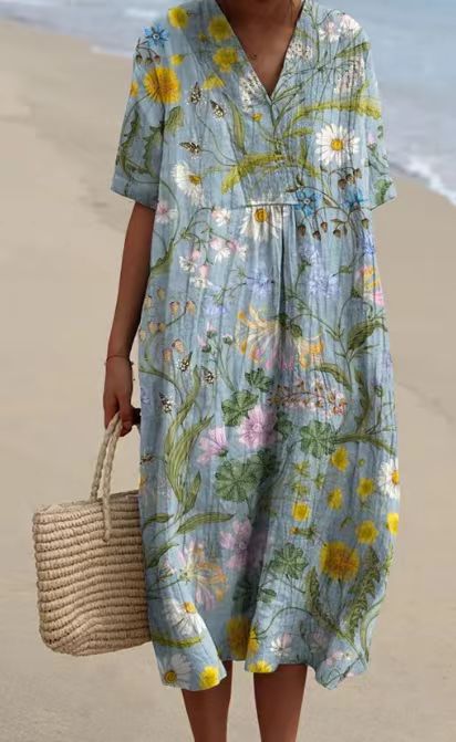 Bice Tidmore | Floral Print V-Neck Midi Dress For Women