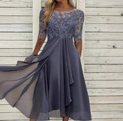 Isotta Penley | Lace Bodice Cascade Ruffle Midi Dress For Women