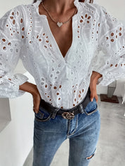 Imogen Ashworth | Broderie Anglaise Long-Sleeve Blouse For Women