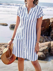 Millie Ashgrove | Striped V-Neck Summer Dress For Women