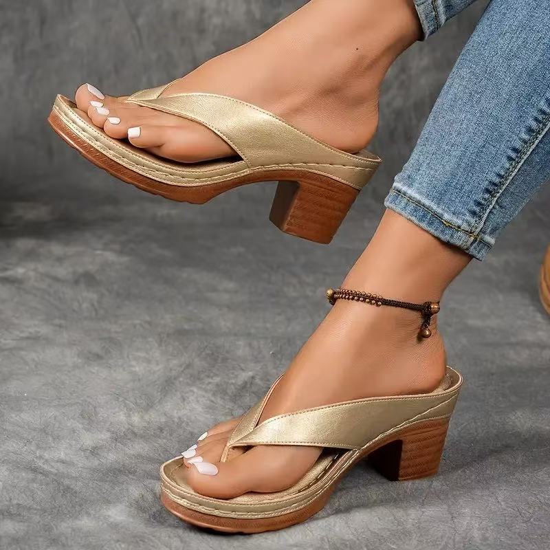 Erica Presham | Block Heel Thong Sandals For Women