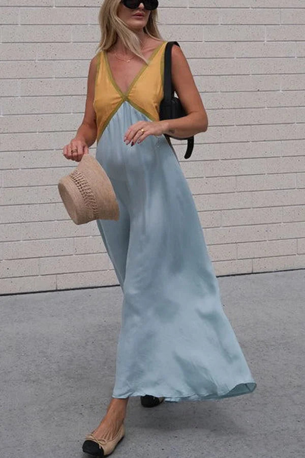 Rosalind Hawke | Maxi Dress With Colorblock V-Neck For Women