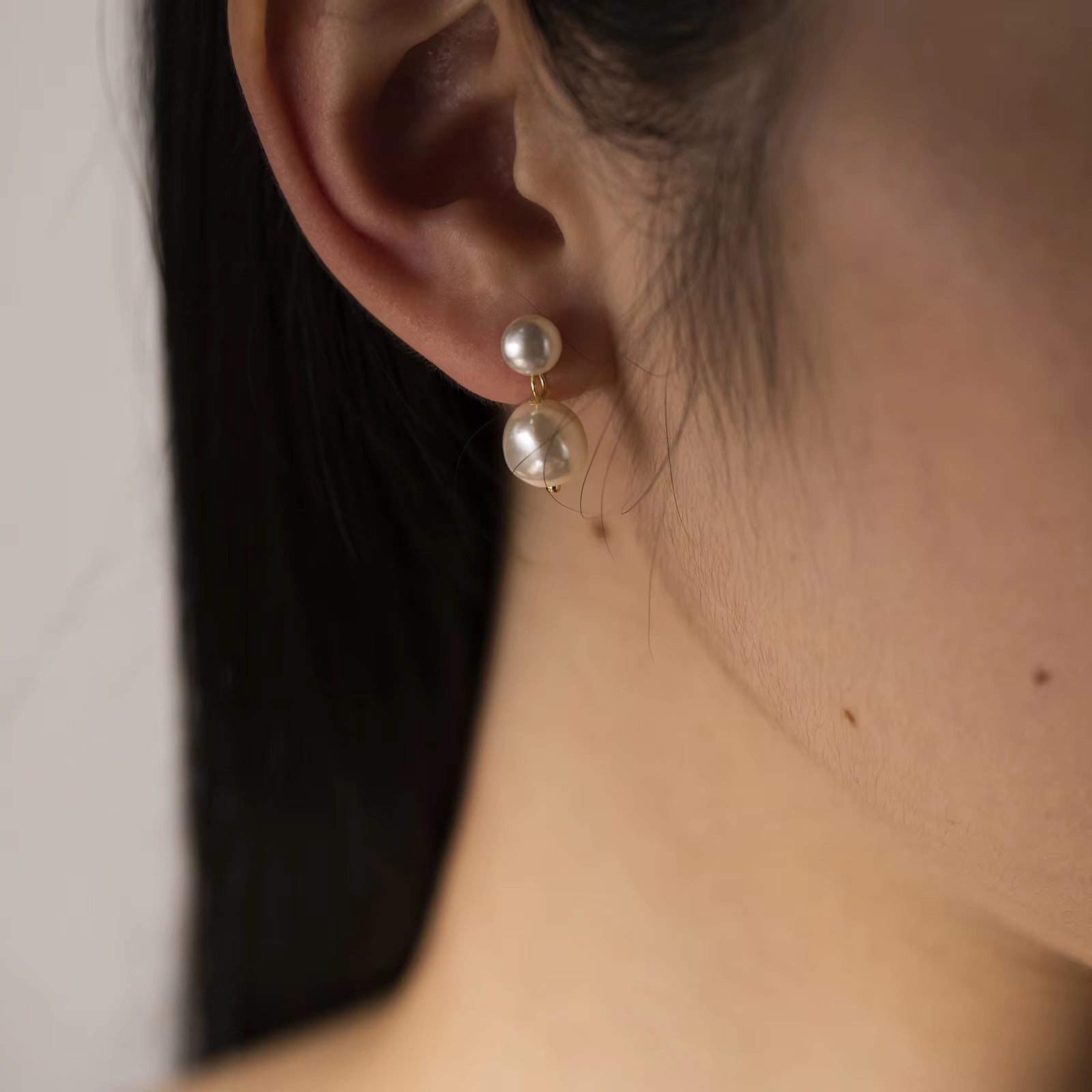 Sterling Silver Double Pearl Earrings