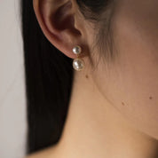 Sterling Silver Double Pearl Earrings