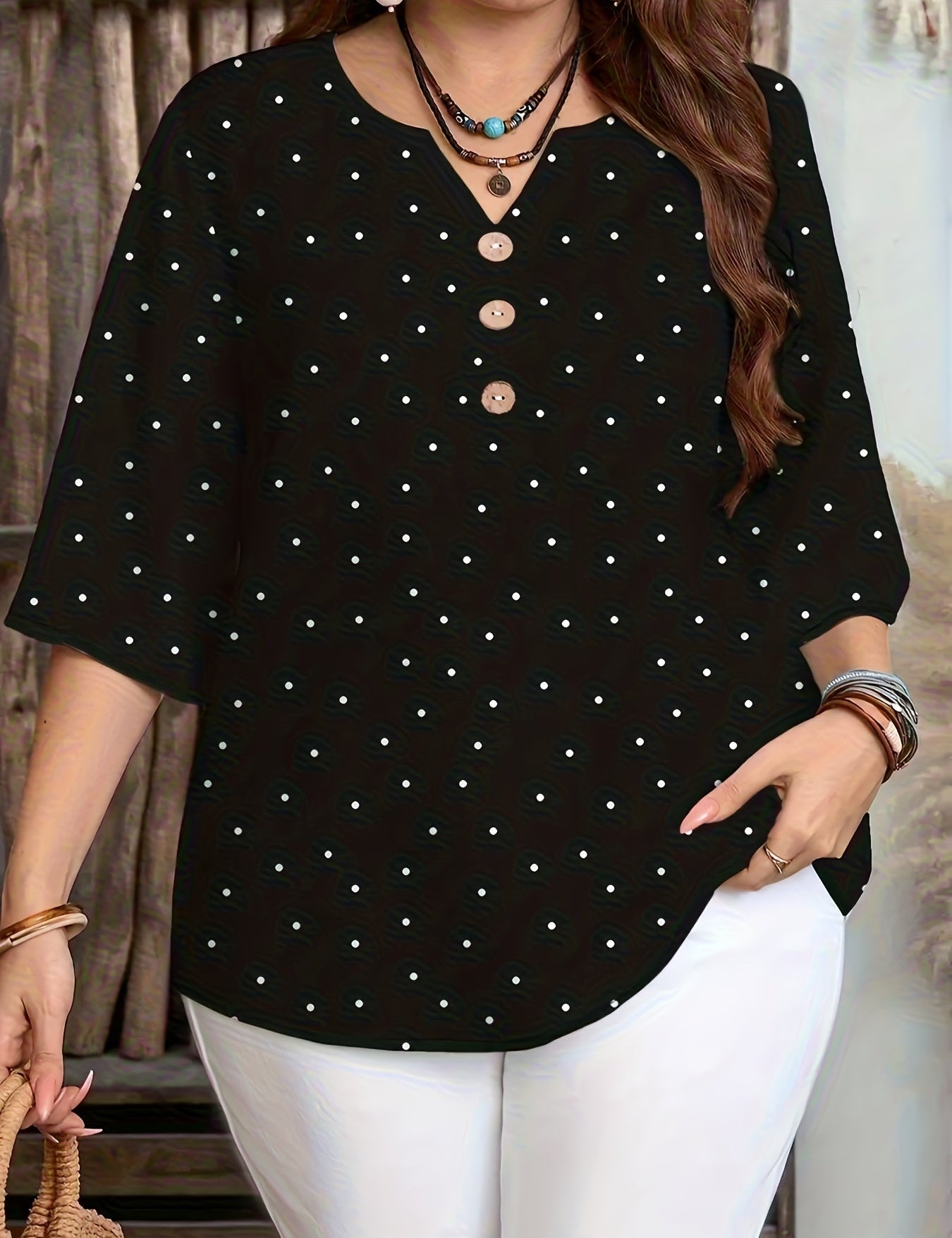 Ivy Redmond | Polka Dot Half Sleeve Blouse For Women