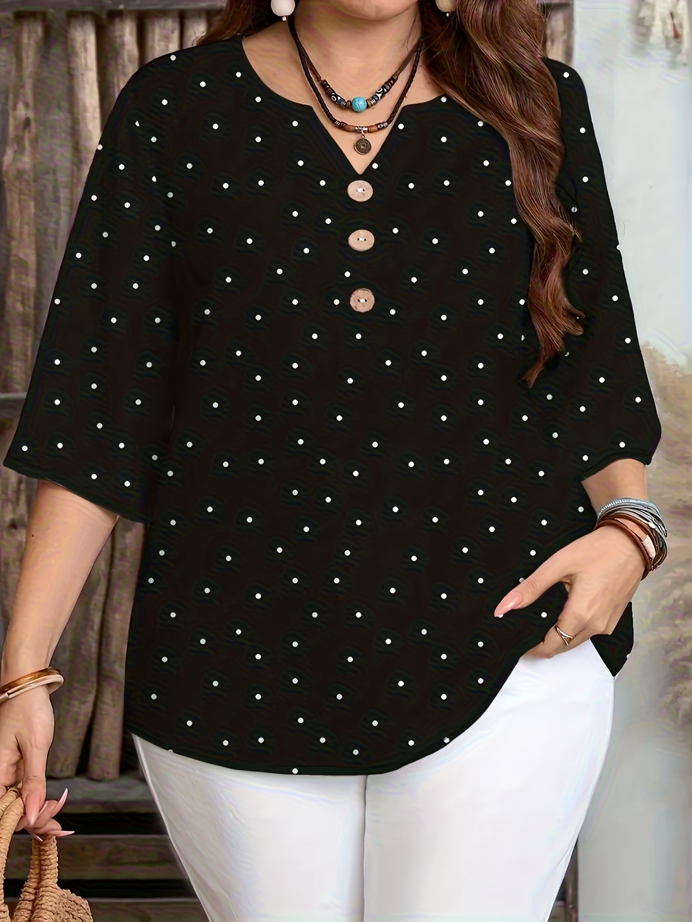Ivy Redmond | Polka Dot Half Sleeve Blouse For Women