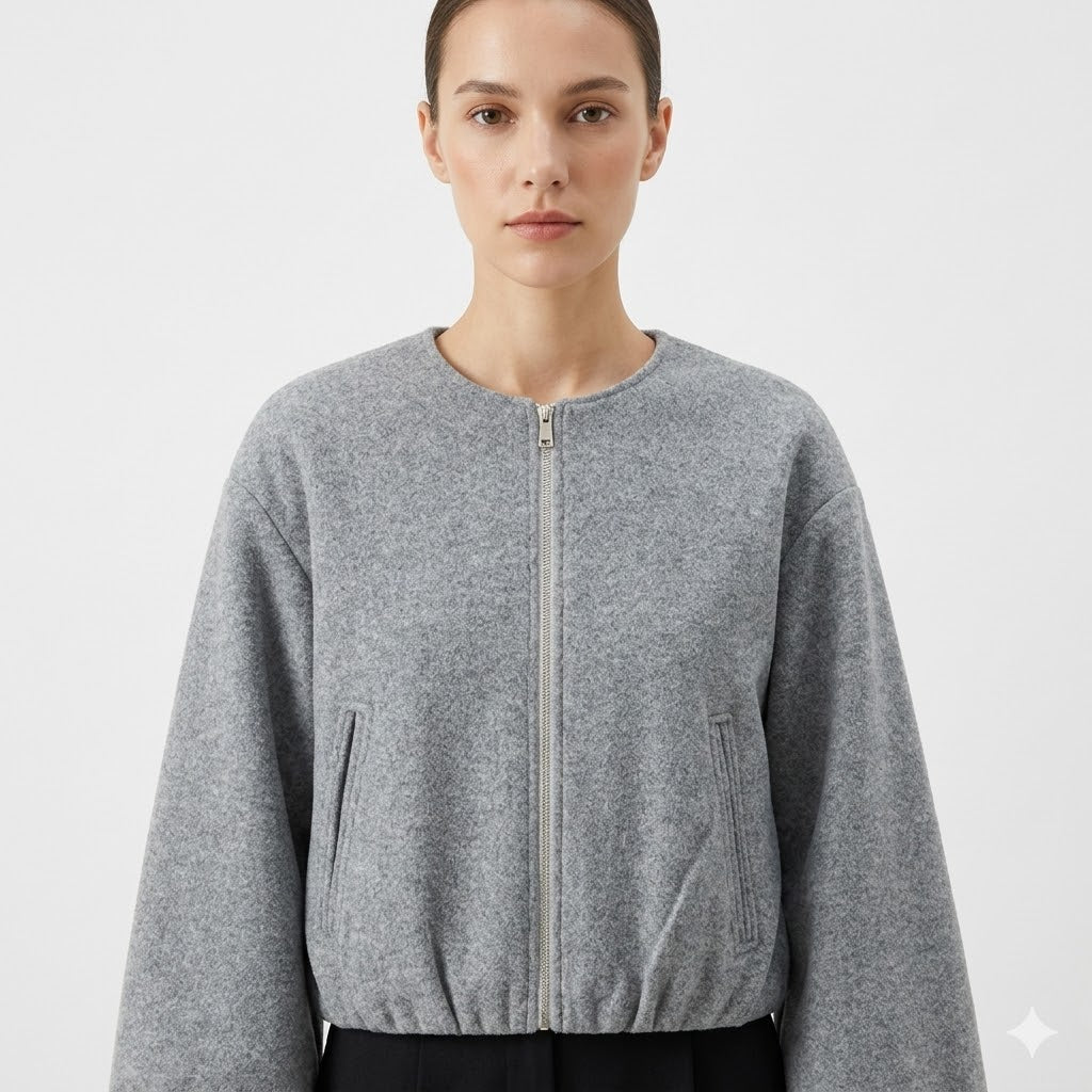 Charlotte Moreau | Cropped Balloon Sleeve Jacket For Women