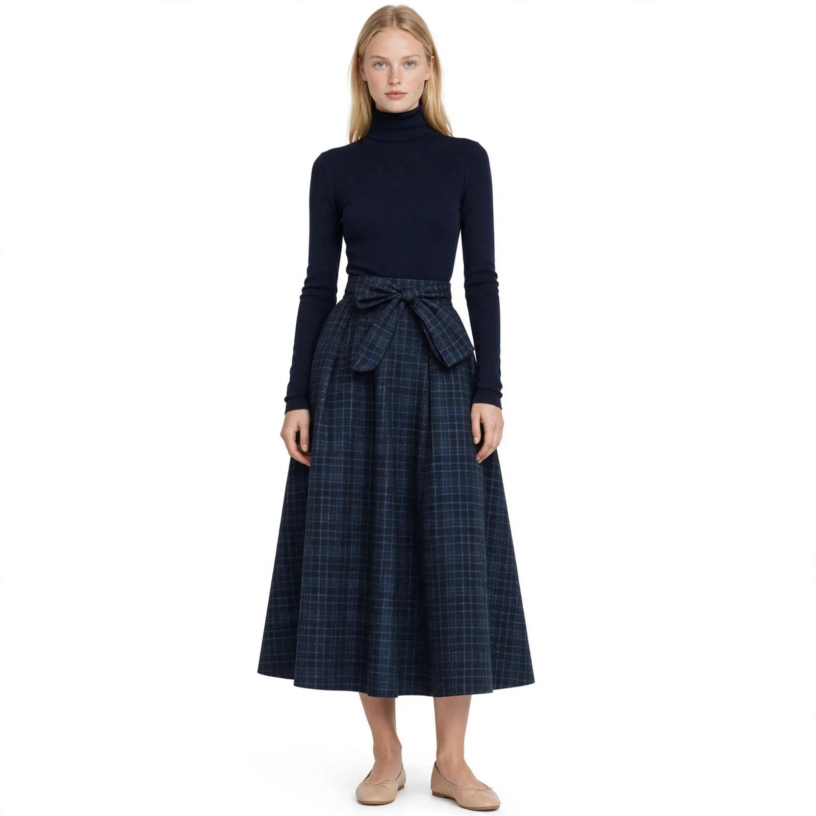 Matilda Sheppard | Plaid Skirt And Turtleneck Set For Women