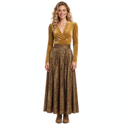 Holly Sheldon | Velvet Leopard Print Skirt Set For Women