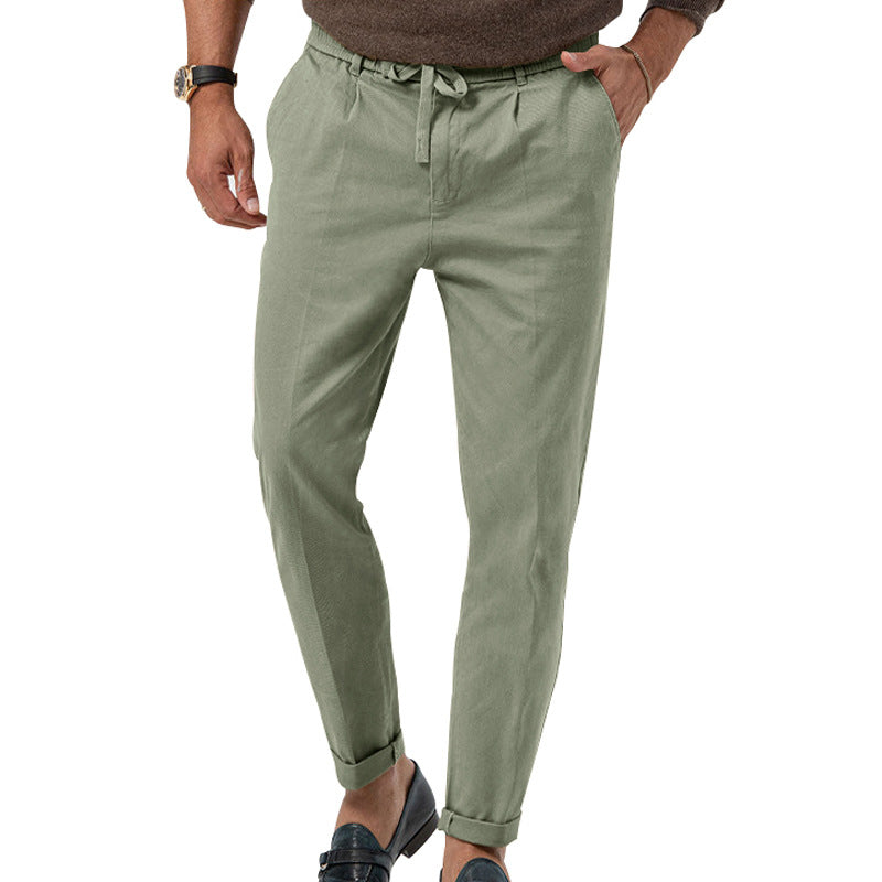 Gianni Brookmore | Sage Linen-Look Drawstring Trousers For Men