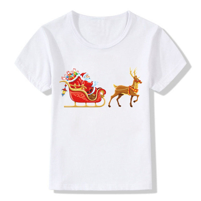 Merry Ember | White Santa Reindeer Christmas T-Shirt Unisex