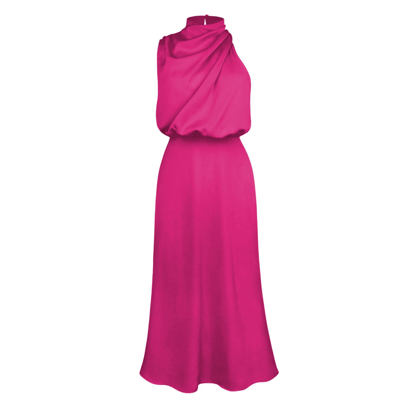 Diletta Ostmore | Draped Halter Neck Satin-Look Maxi Dress For Women