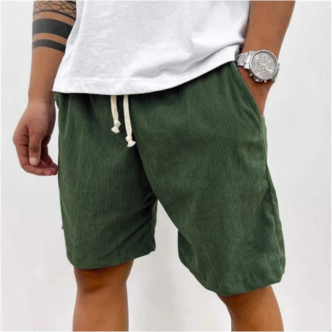 Dario Ballina | Grey Corduroy Drawstring Shorts For Men