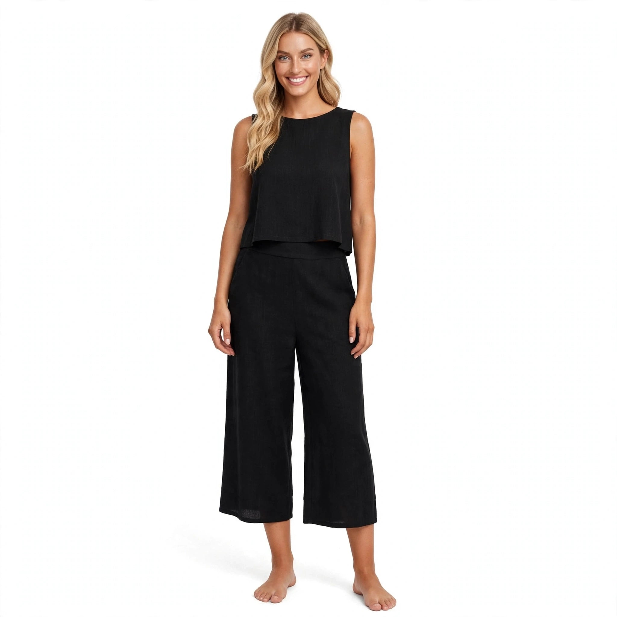 Annabelle Coulson | Wide-Leg Two Piece Set With Cropped Top For Women