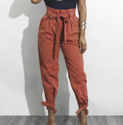 Verity Lawson | High-Waist Paperbag Pants With Tie Belt For Women