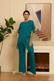 Rossella Dordale | Layered Chiffon Top & Trousers Set For Women