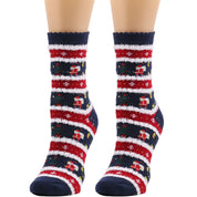 Snowy Wish | Navy Santa Print Christmas Socks For Women
