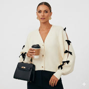 Sophie Delacroix | Chic Knit Bow Sleeve Cardigan For Women