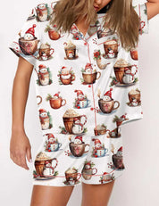 Tinsel Town | Black Candy Cane Print Christmas Pyjamas For Women