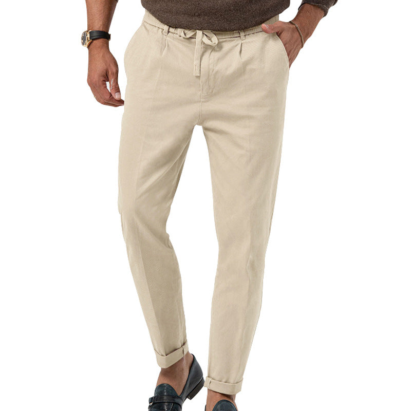 Gianni Brookmore | Sage Linen-Look Drawstring Trousers For Men