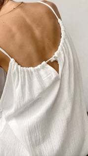 Elvira Belhurst | White Cotton Cami Maxi Dress For Women